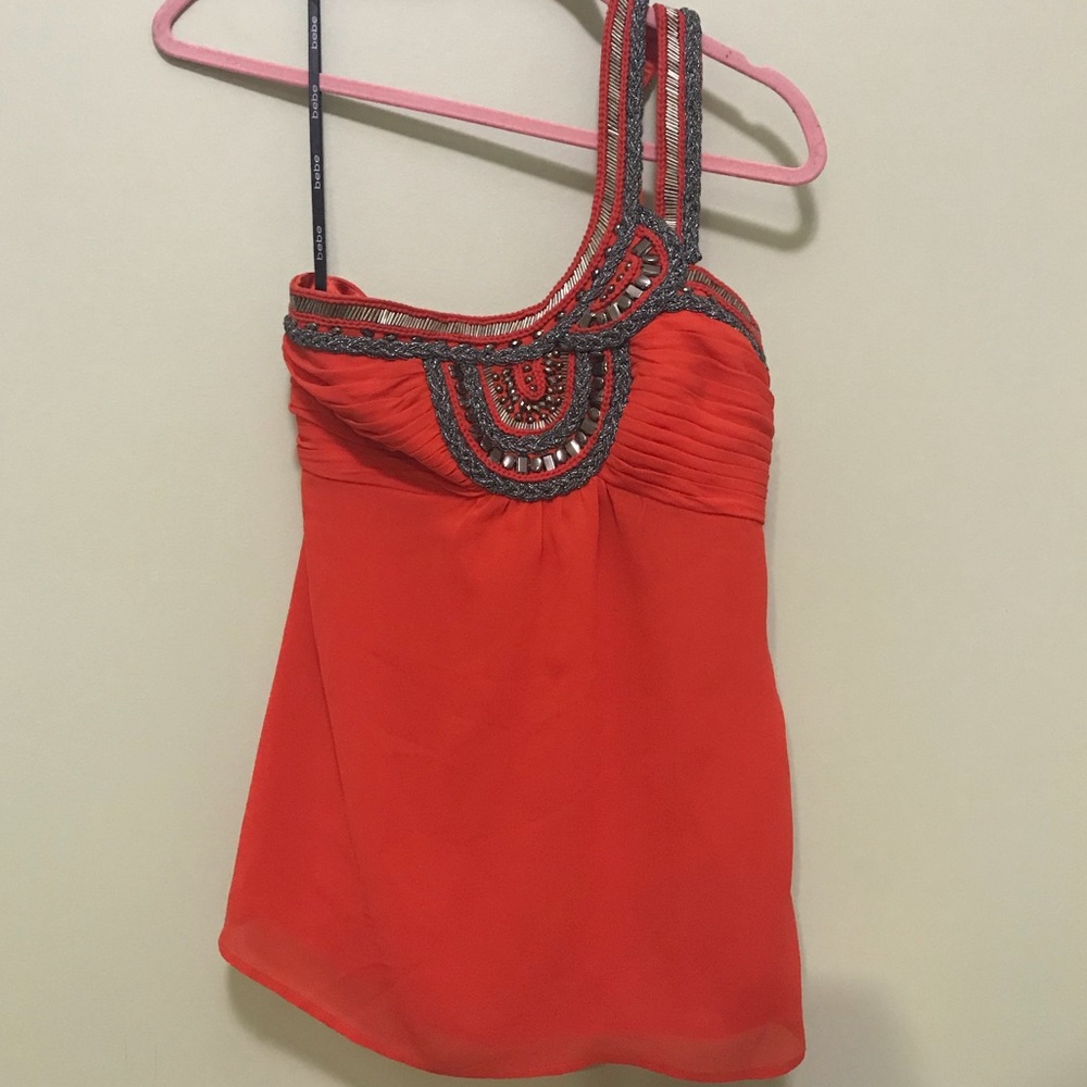 Bebe bedazzled red blouse